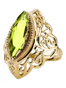 Péridot jaune Or jaune 14 carats Anneau Artisanat vintage vrc017y